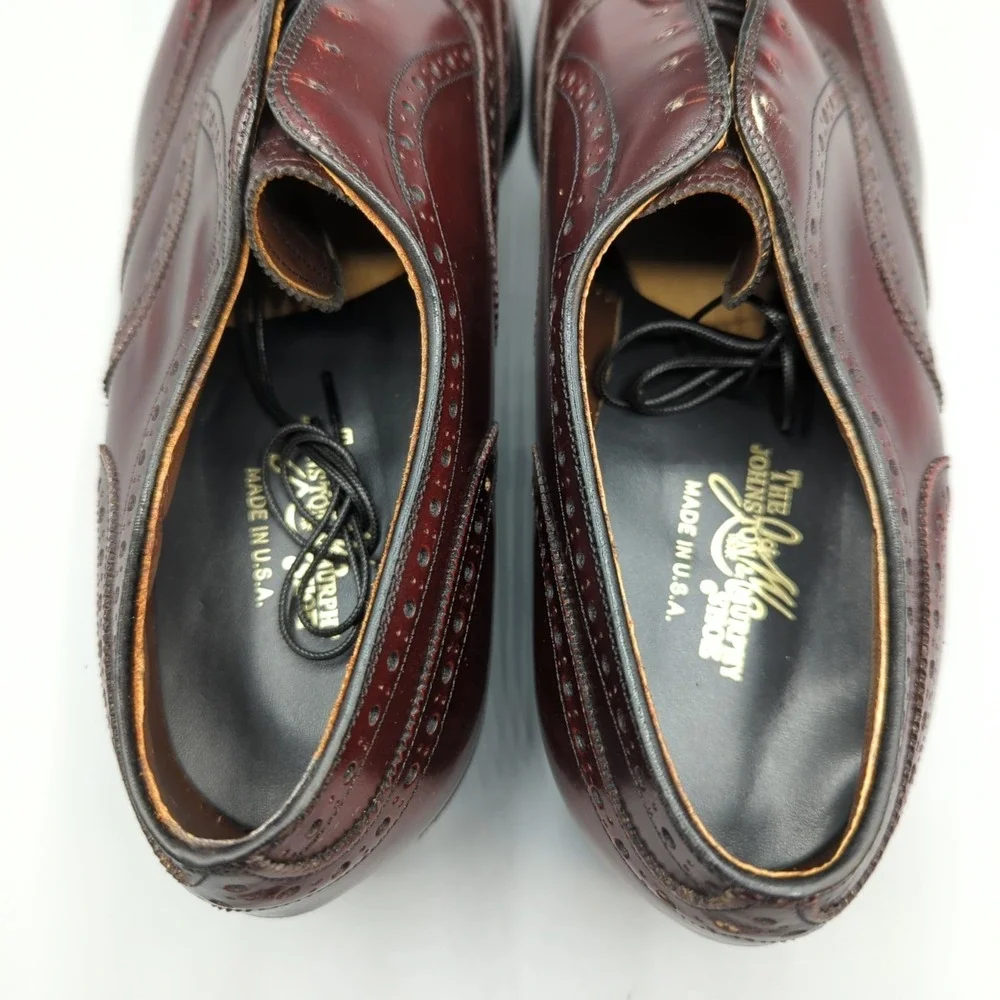NIB Johnston & Murphy Made in USA Burgundy Wingtip Dress Shoes 10.5 C Vintage